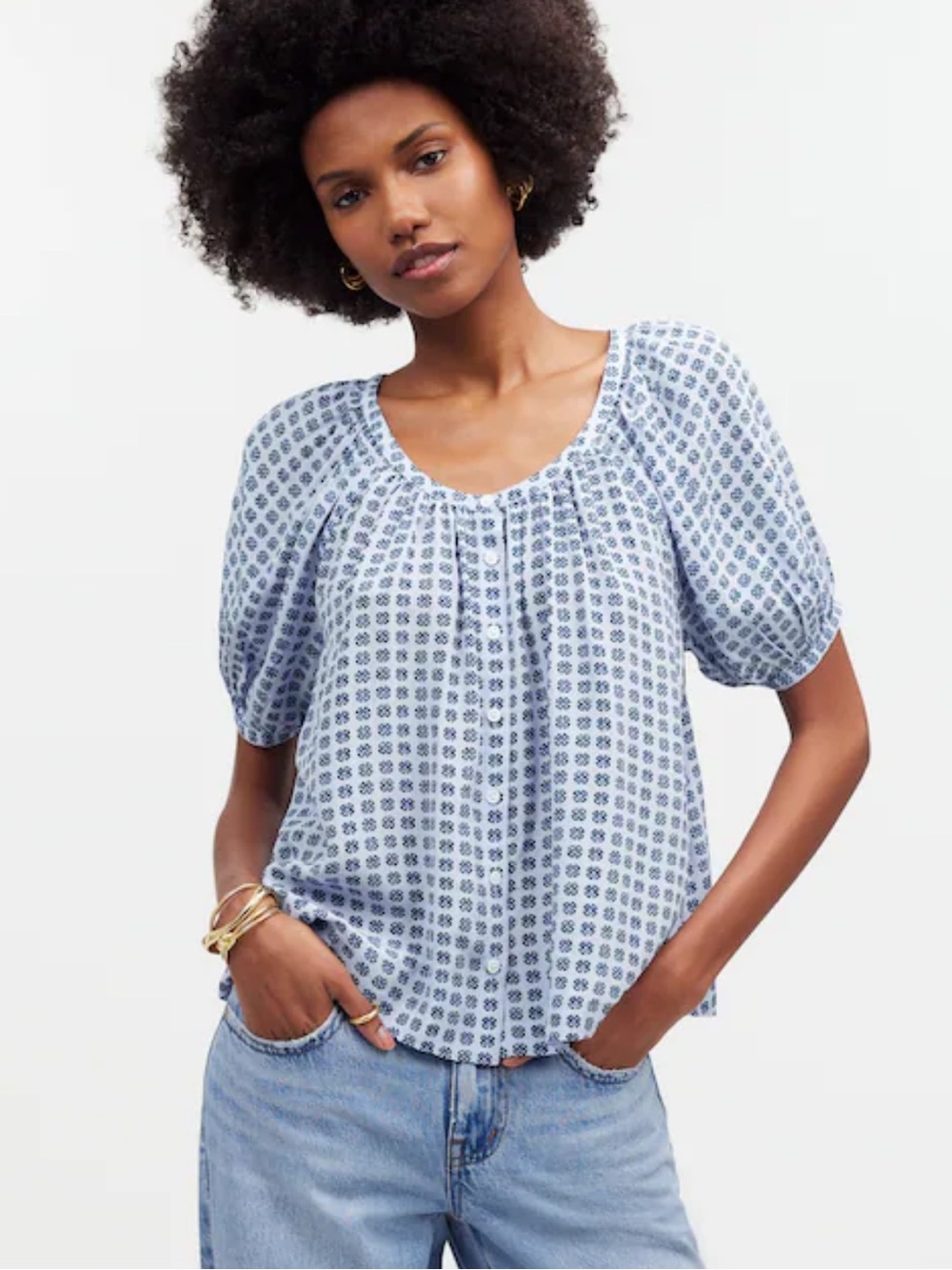 Madewell Puff-Sleeve A-Line Top Small